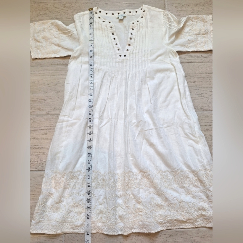 Sundance Nicolette embroidered V-neck white cotton dress with embroidery - XS - Picture 9 of 13